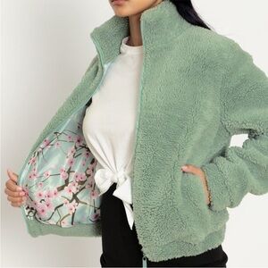 BLACKMILK Cherry Blossom Teddy Sherpa Jacket, Size XXL